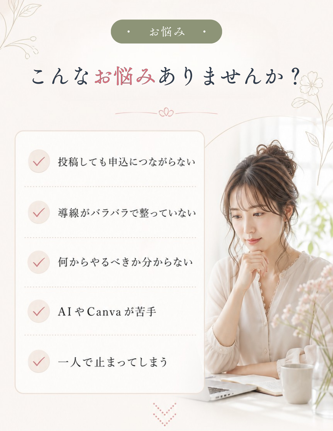 SNS集客で申し込みにつながらない悩みと、今の課題を見える化する重要性。